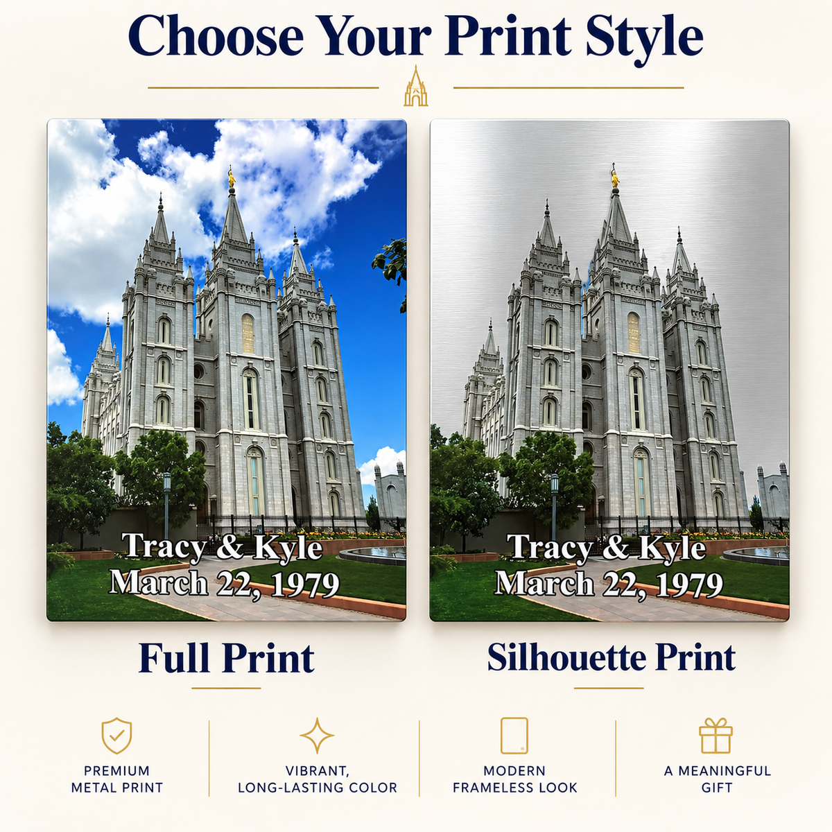 Personalized LDS Temple Metal Print, Custom Temple Wall Art