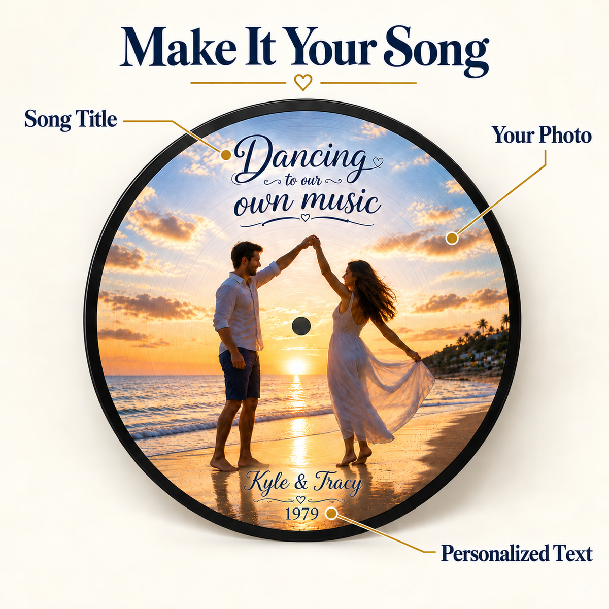 Personalized Vinyl Record Song Print, Custom Music Photo Gift