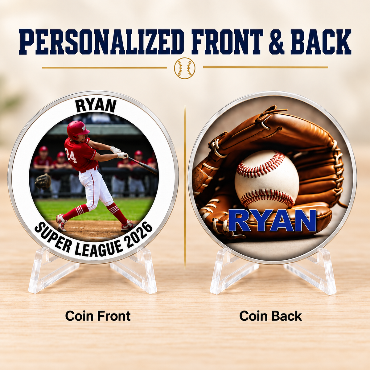 Personalized Youth Sports Coin, Custom Team and Senior Gift