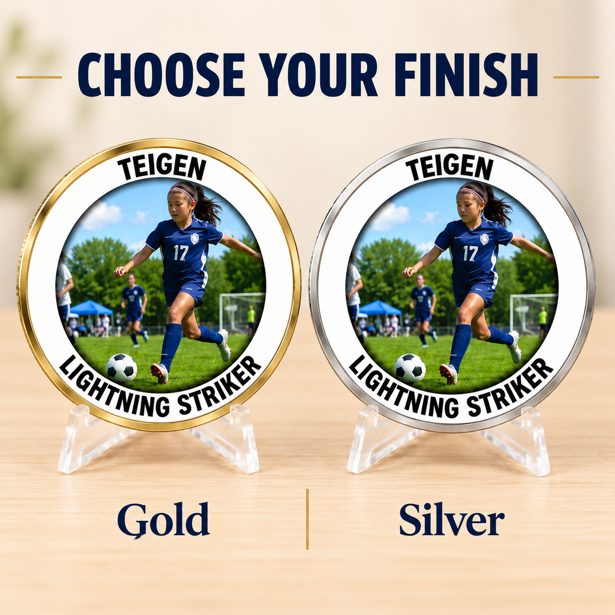 Personalized Youth Sports Coin, Custom Team and Senior Gift