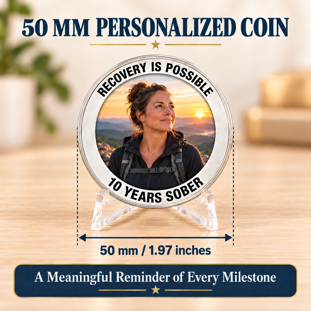 Custom Sobriety Coin, Personalized Recovery Milestone Gift