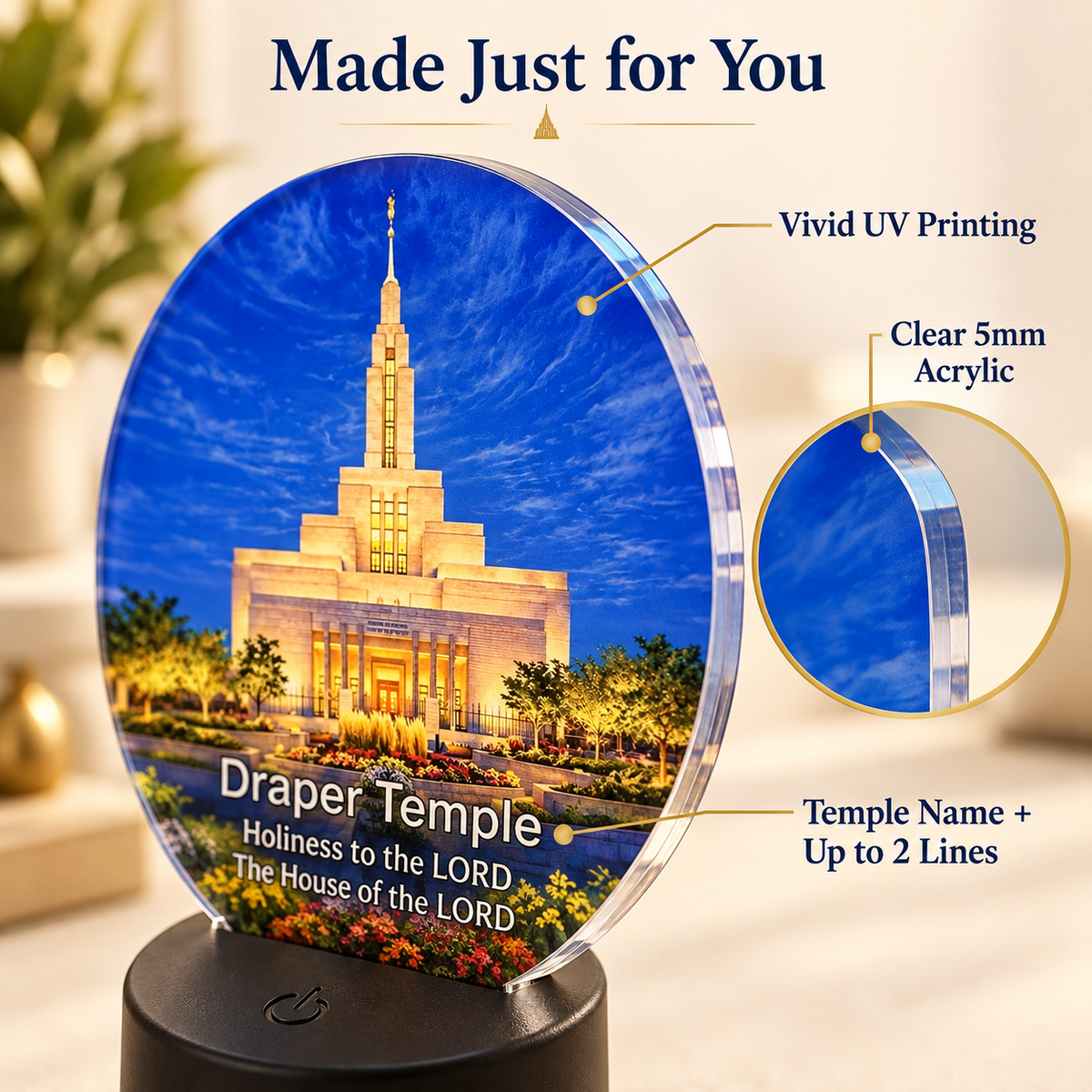 LDS Temple LED Desktop Display and Night Light, Personalized Gift