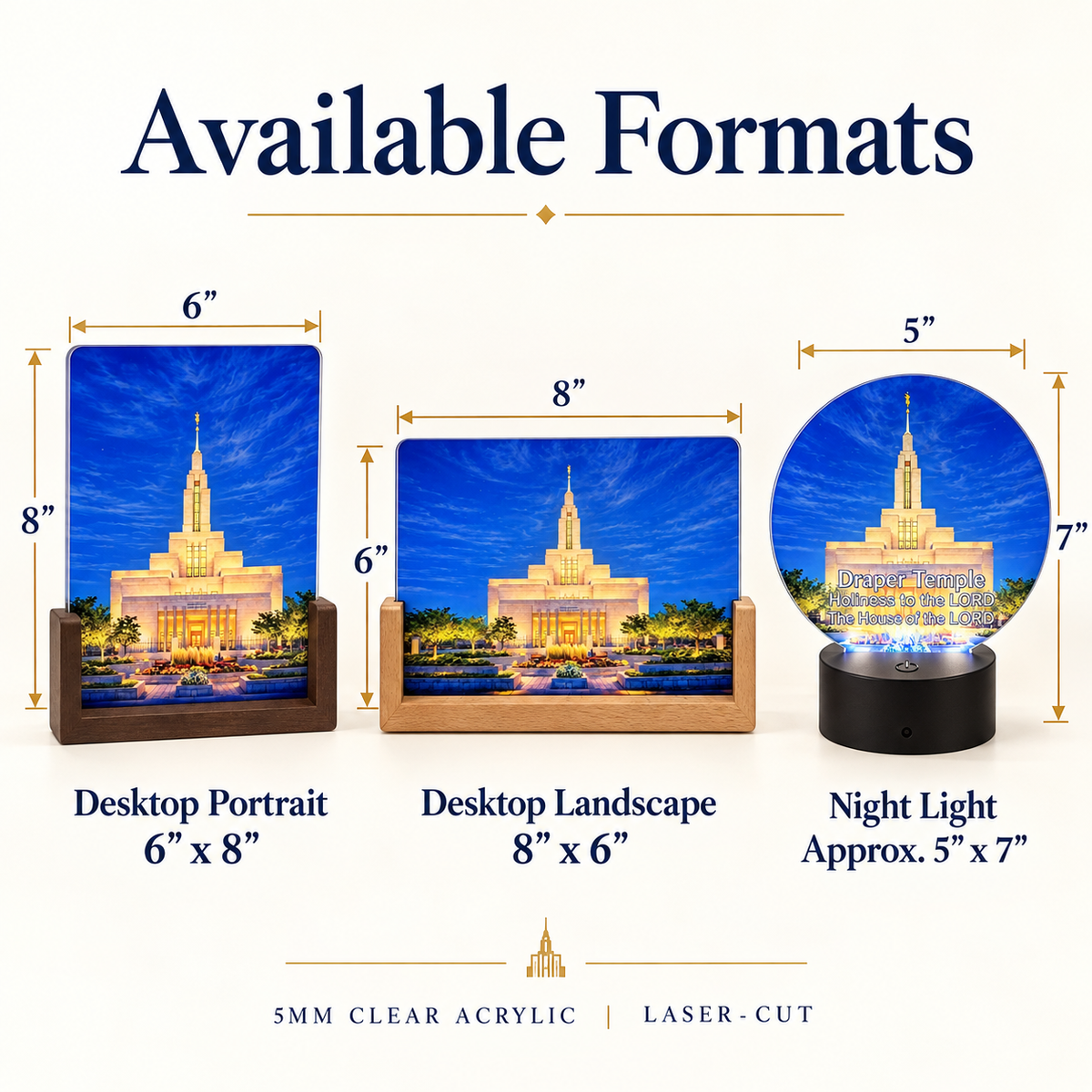 LDS Temple LED Desktop Display and Night Light, Personalized Gift
