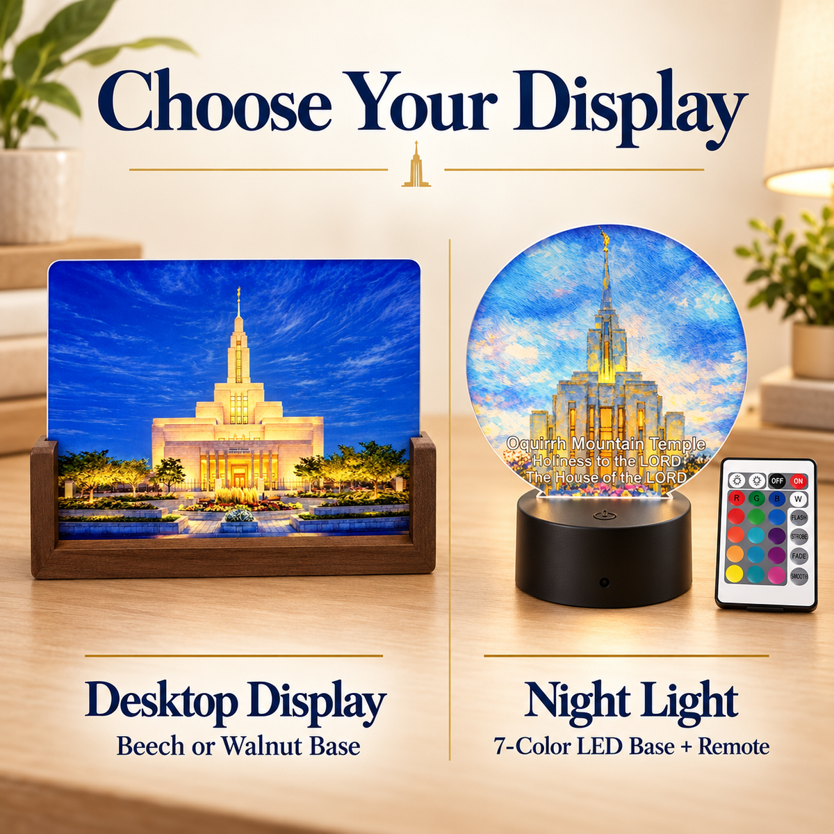LDS Temple LED Desktop Display and Night Light, Personalized Gift