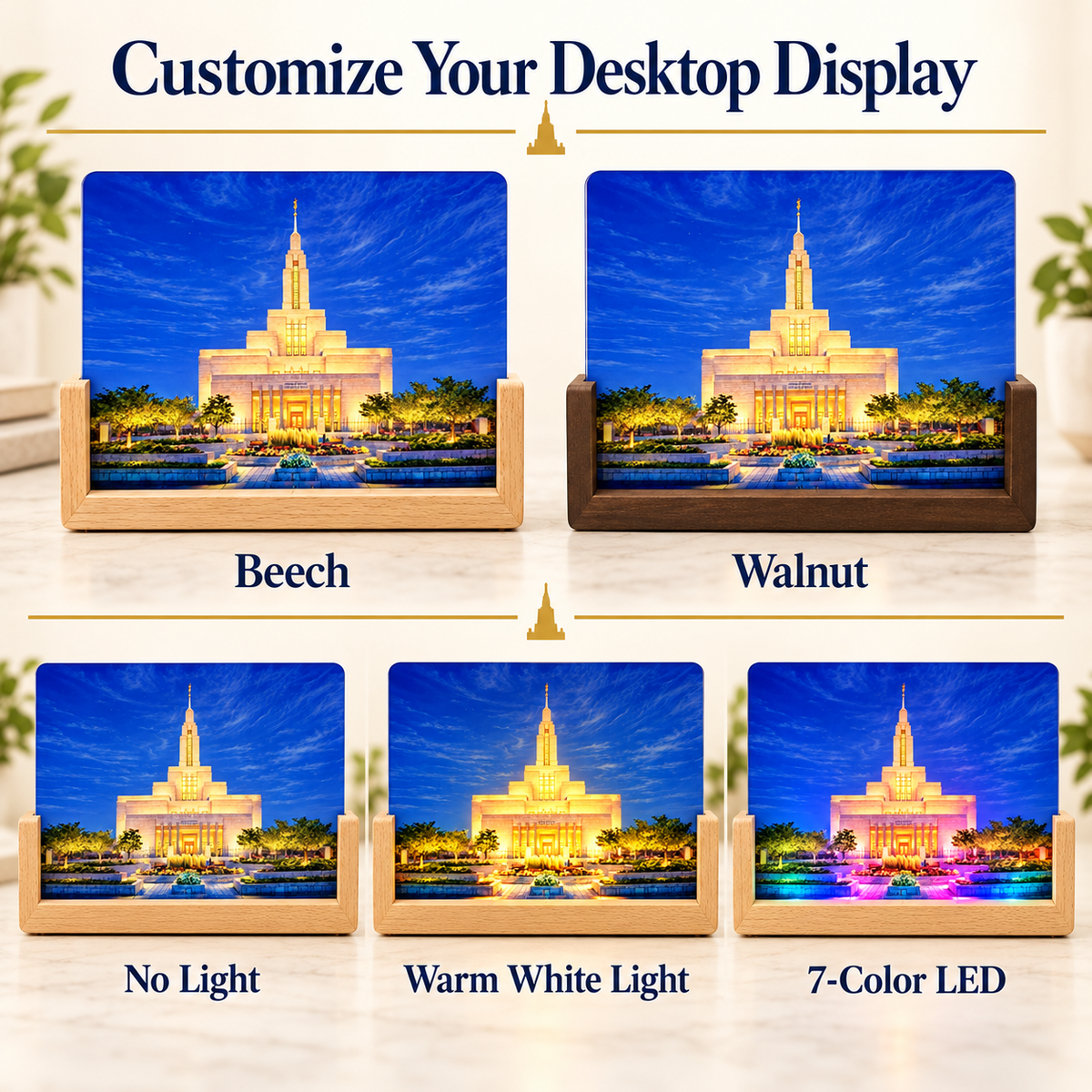 LDS Temple LED Desktop Display and Night Light, Personalized Gift