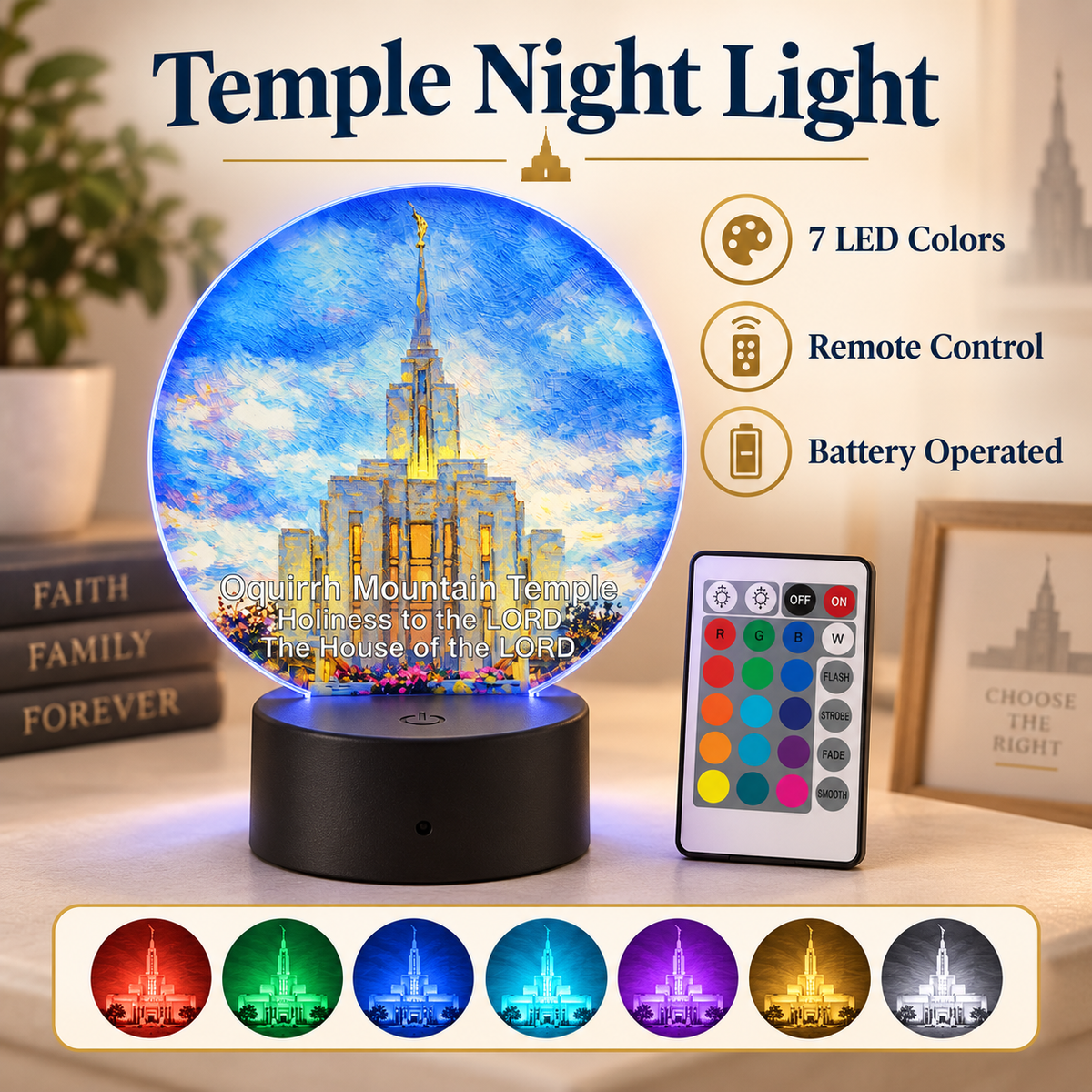 LDS Temple LED Desktop Display and Night Light, Personalized Gift
