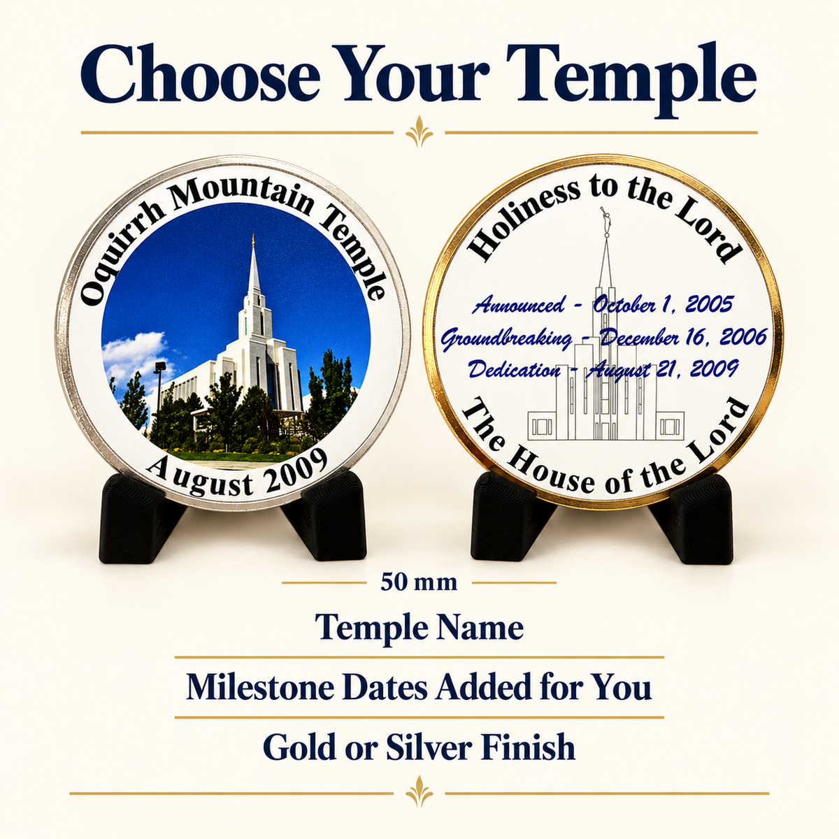 LDS Temple Commemorative Coin, Collectible Temple Gift