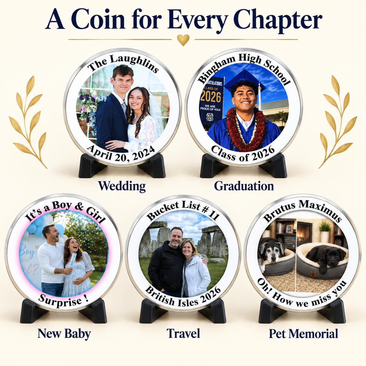 Personalized Photo Coin, Custom Commemorative Keepsake