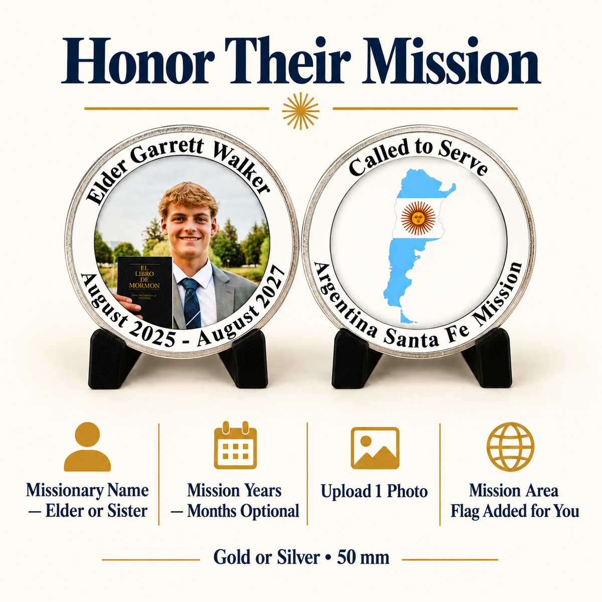 Personalized LDS Missionary Coin, Custom Mission Keepsake