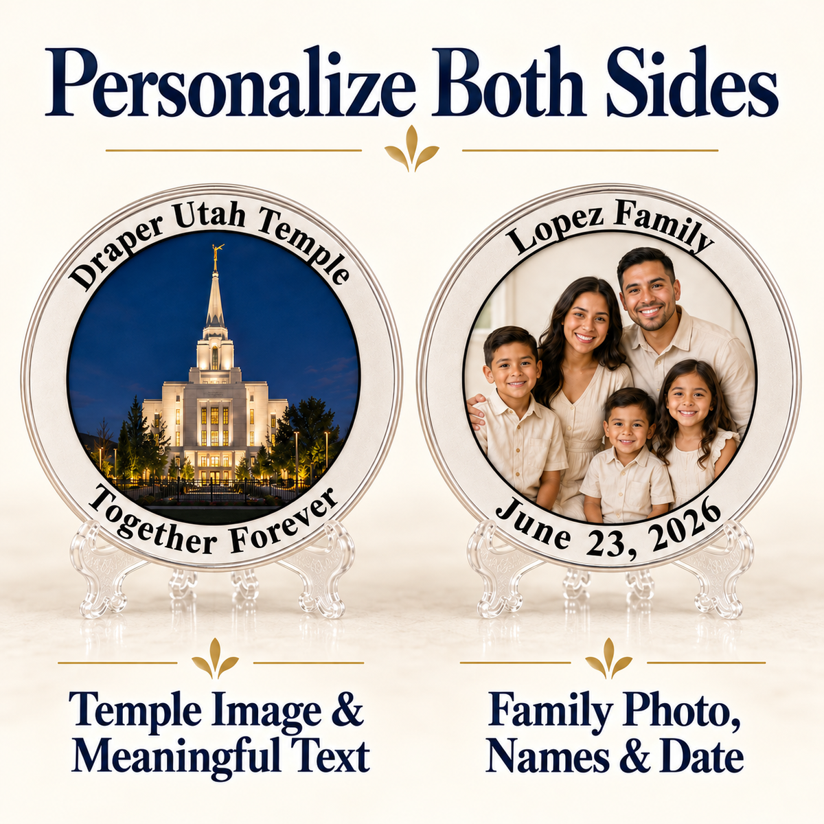 Personalized LDS Temple Coin, Custom Temple Keepsake