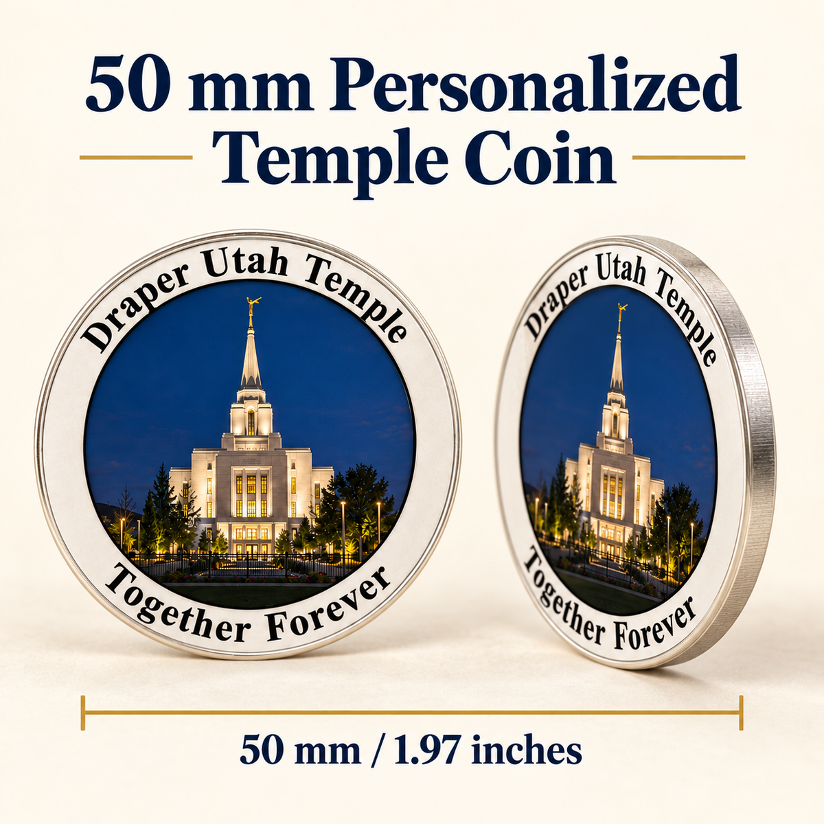 Personalized LDS Temple Coin, Custom Temple Keepsake