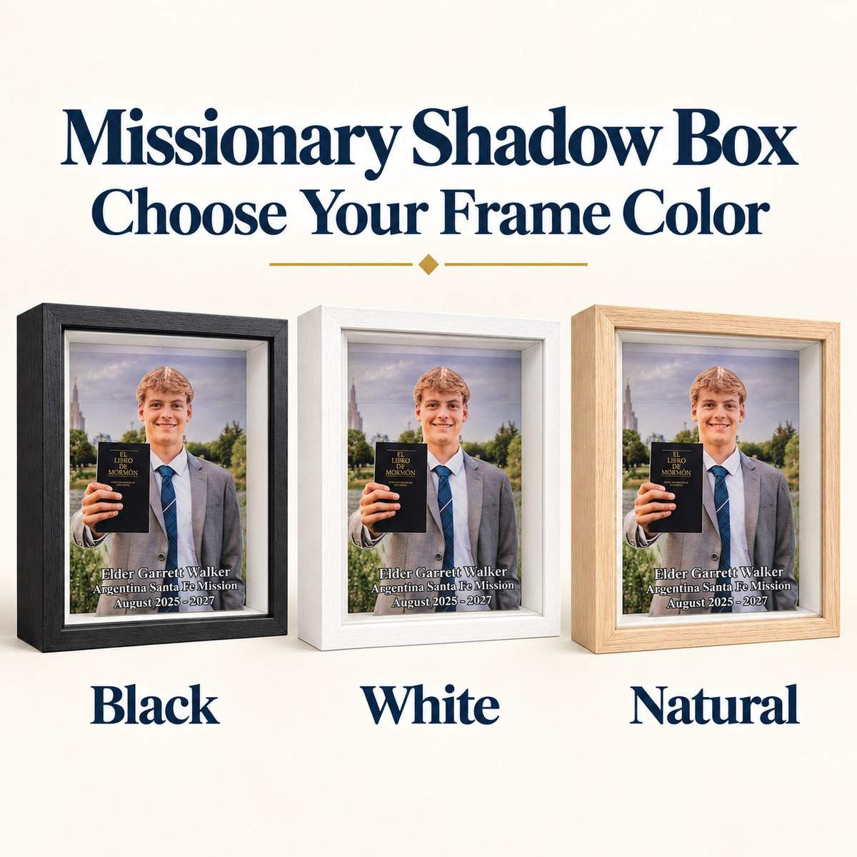 Custom LDS Missionary Shadow Box, Mission Memory Display