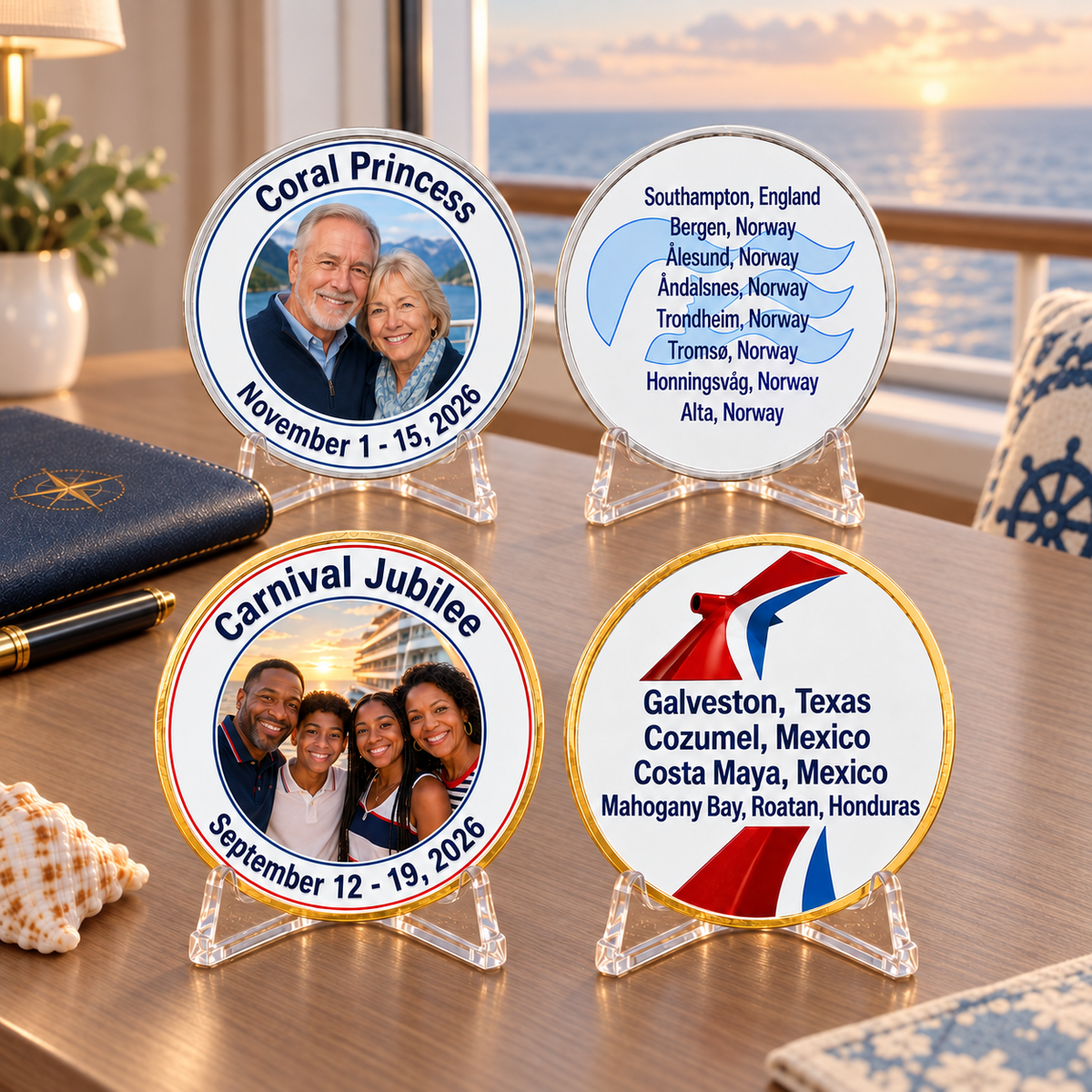 Personalized Cruise Coin, Custom Vacation Keepsake