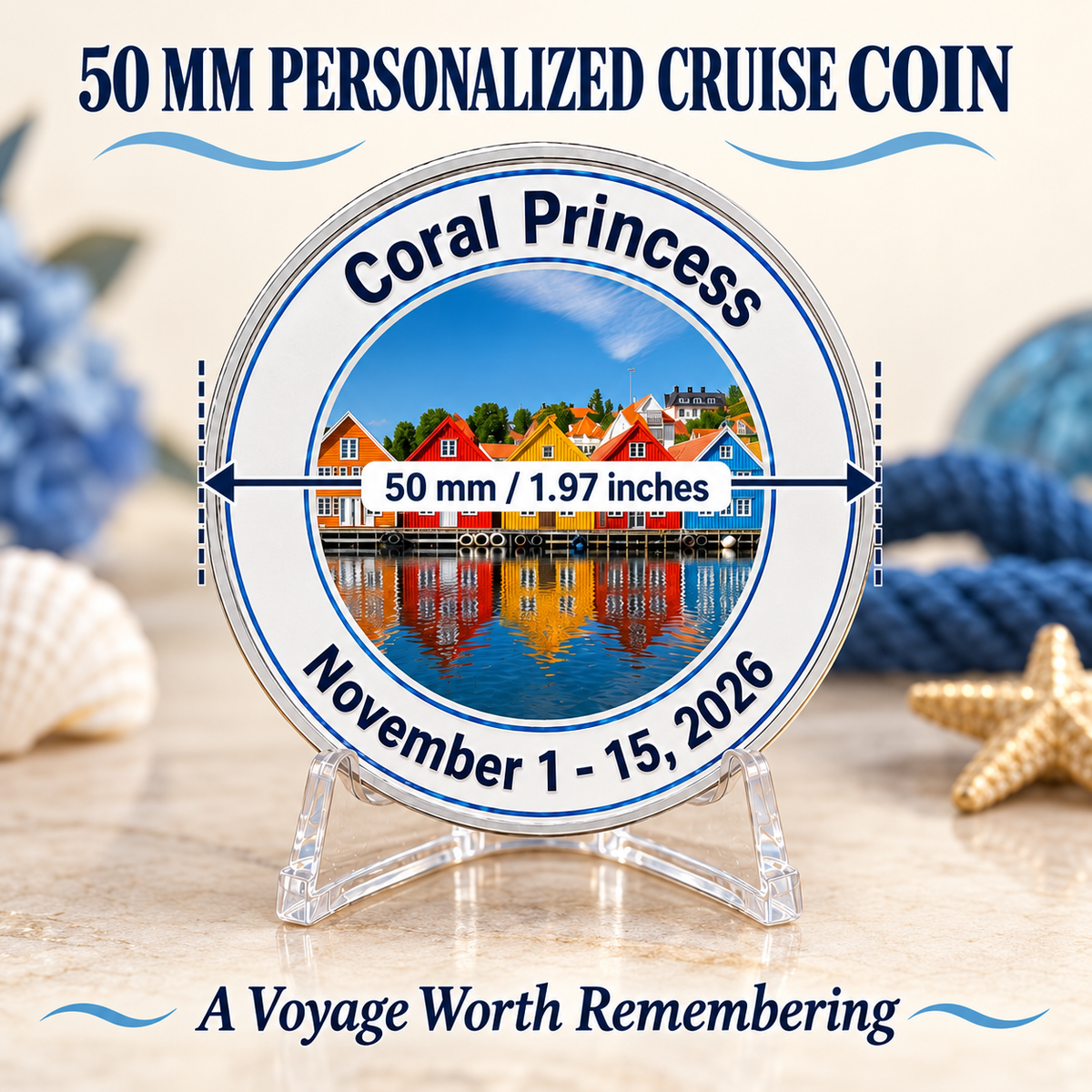 Personalized Cruise Coin, Custom Vacation Keepsake