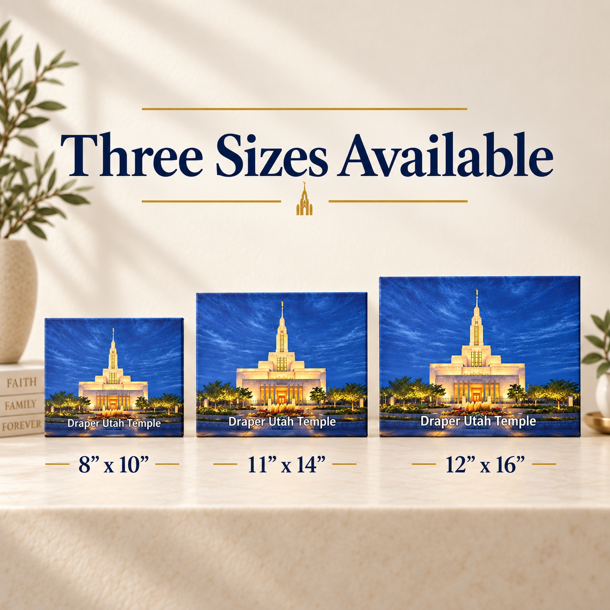 Premium LDS Temple Canvas Print, Custom Temple Wall Art