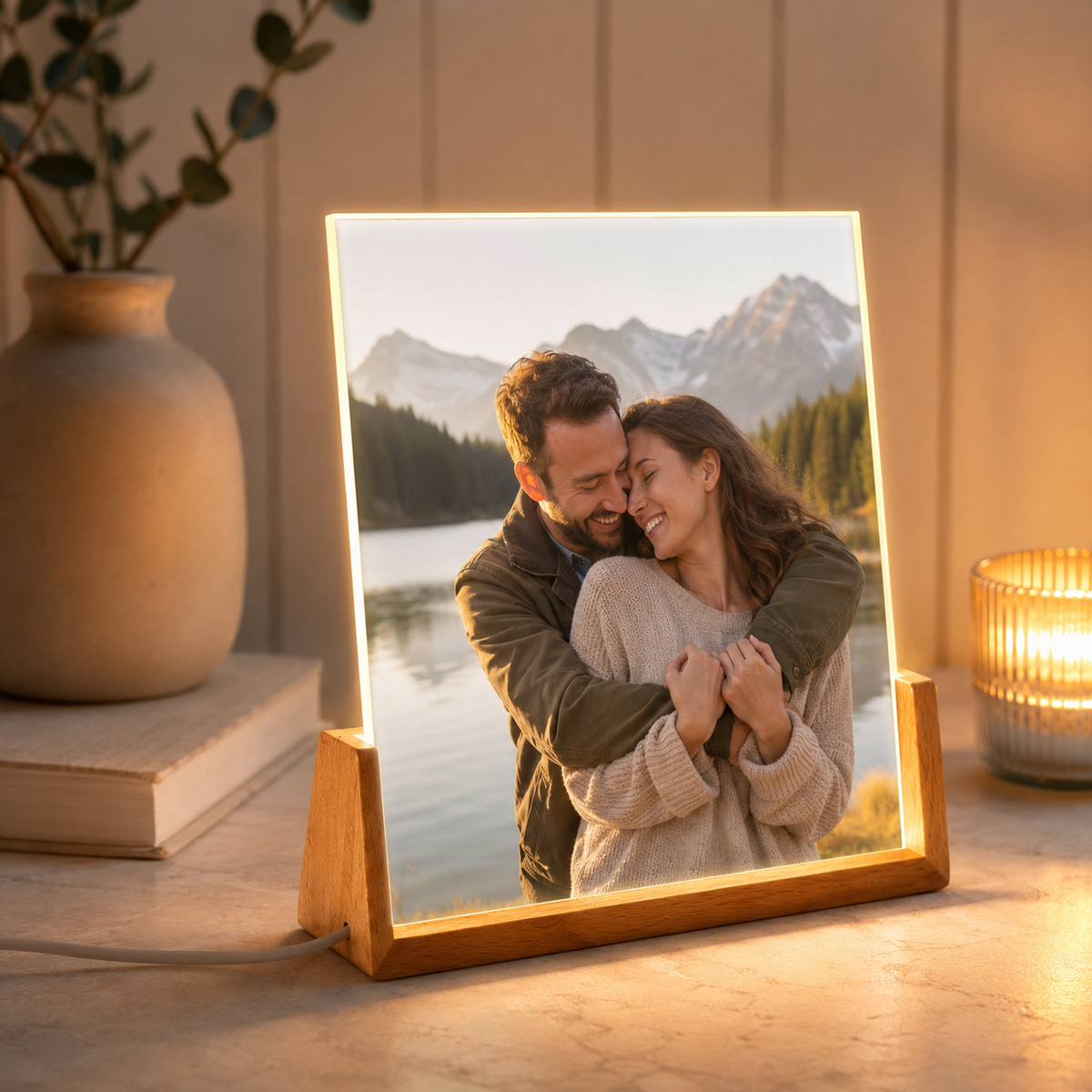 Custom Illuminated Desktop Photo Print, LED Light-Up Gift