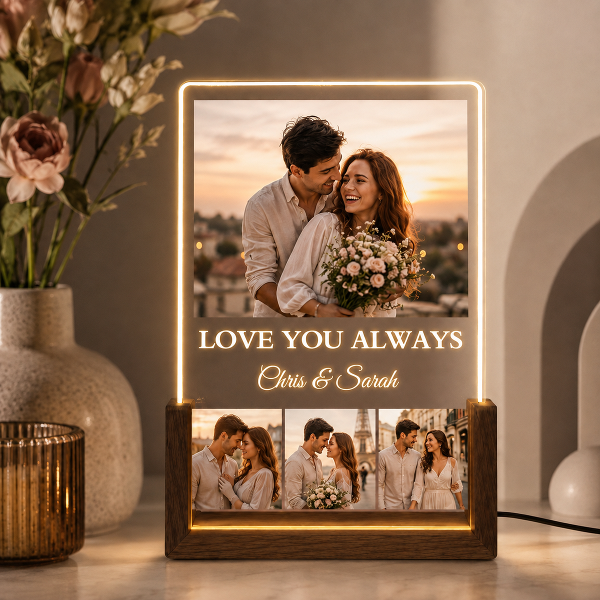 Custom Illuminated Desktop Photo Print, LED Light-Up Gift