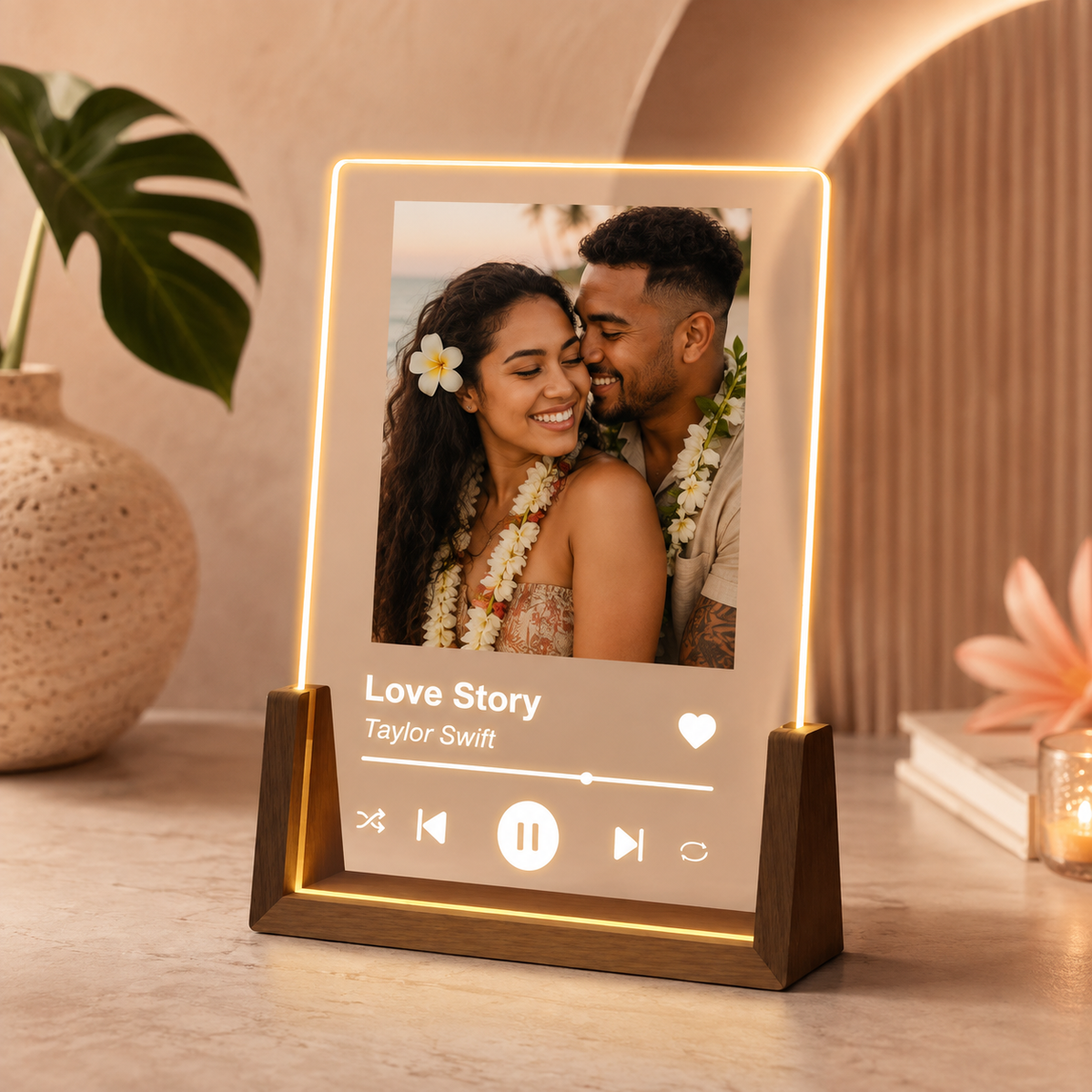 Custom Illuminated Desktop Photo Print, LED Light-Up Gift