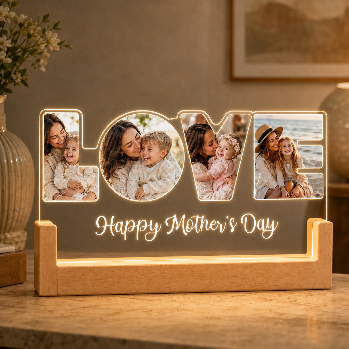 Custom Illuminated Desktop Photo Print, LED Light-Up Gift