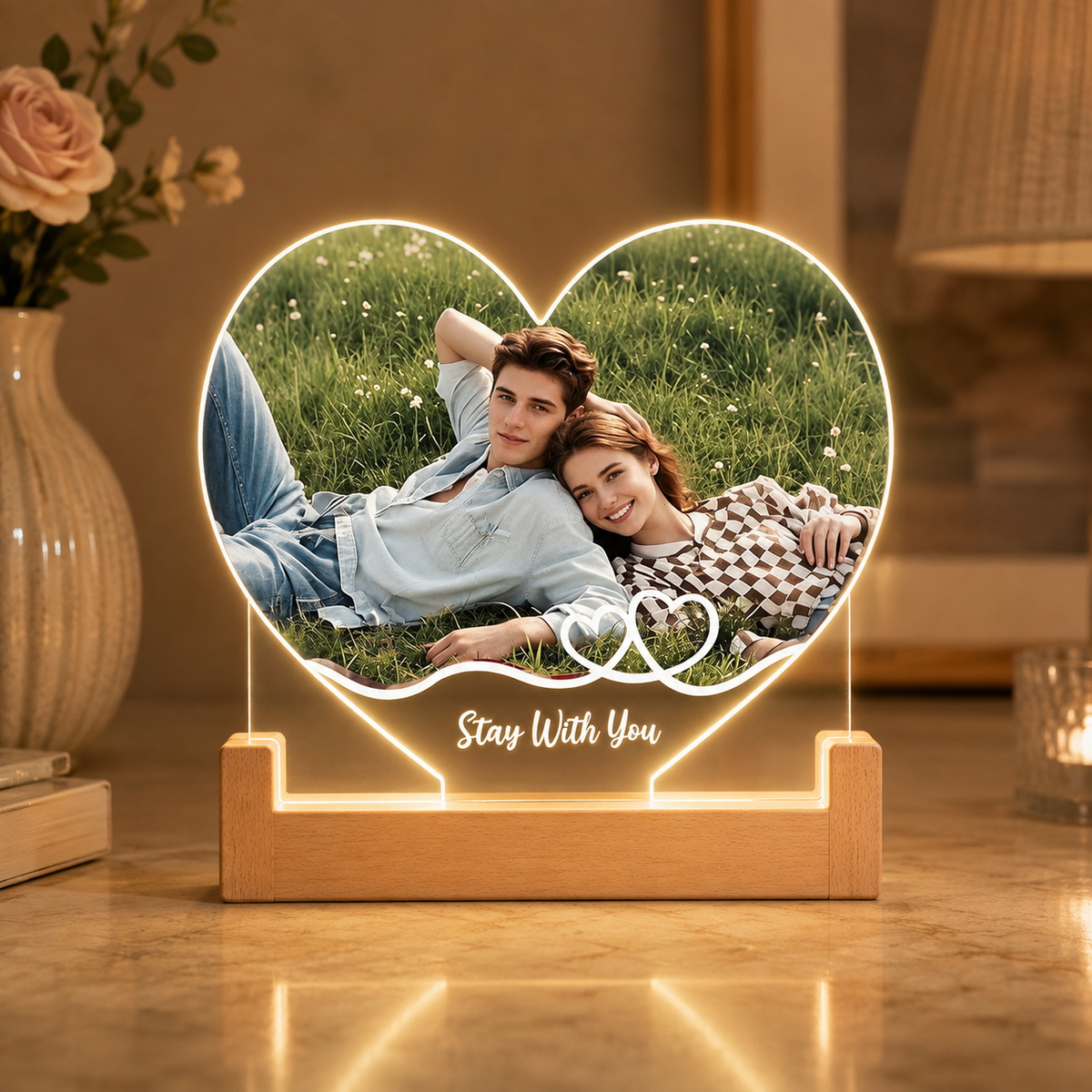 Custom Illuminated Desktop Photo Print, LED Light-Up Gift