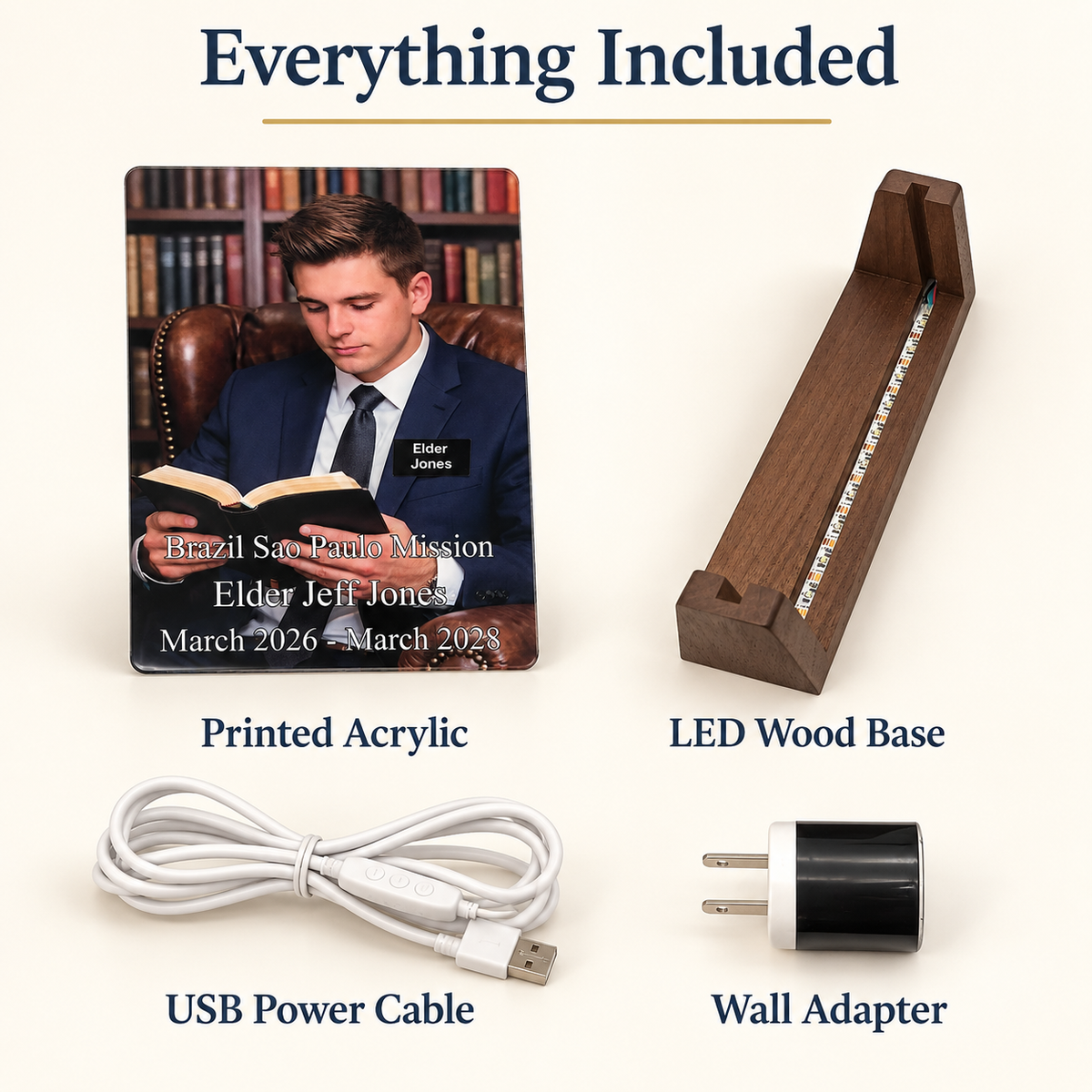 LDS Missionary Illuminated Desktop Print, Light-Up Missionary Gift