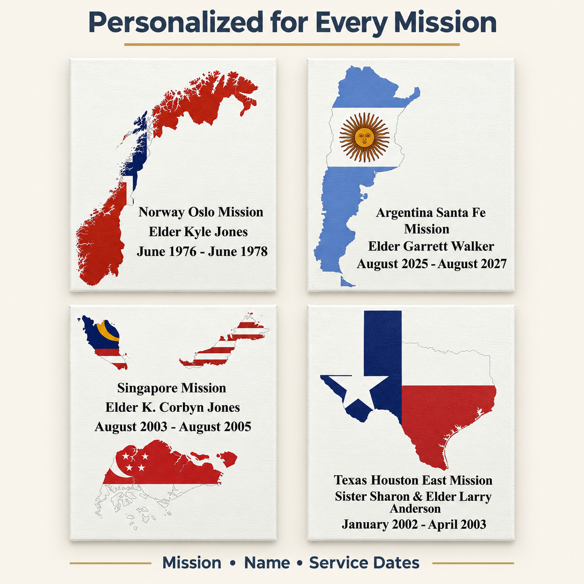 Missionary Canvas Flag Print, Custom Mission Keepsake