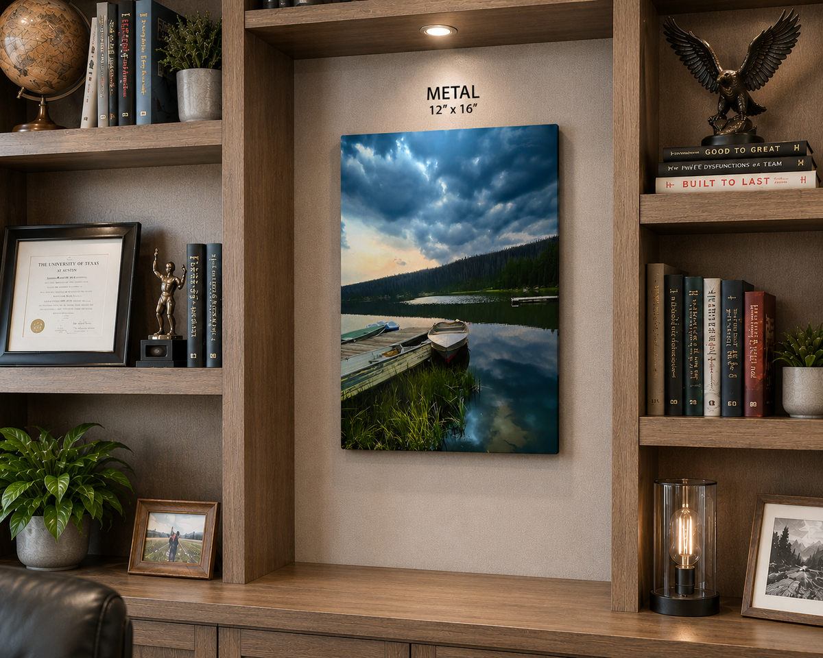 Personalized metal photo print with optional black frame