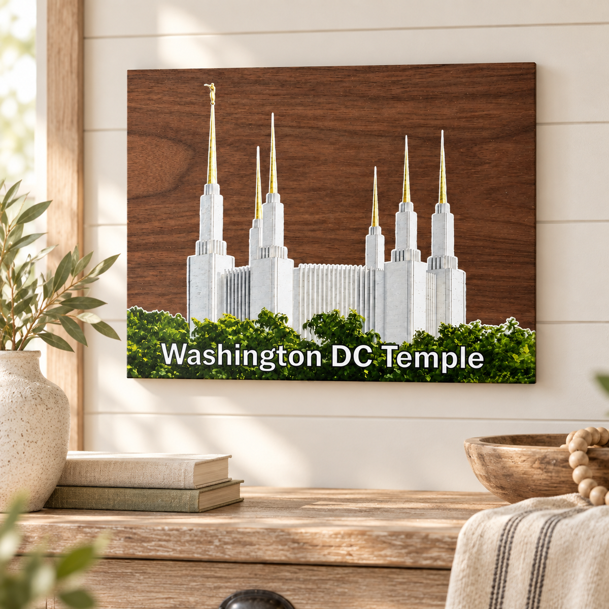 Custom LDS Temple Wood Print, Personalized Temple Wall Art