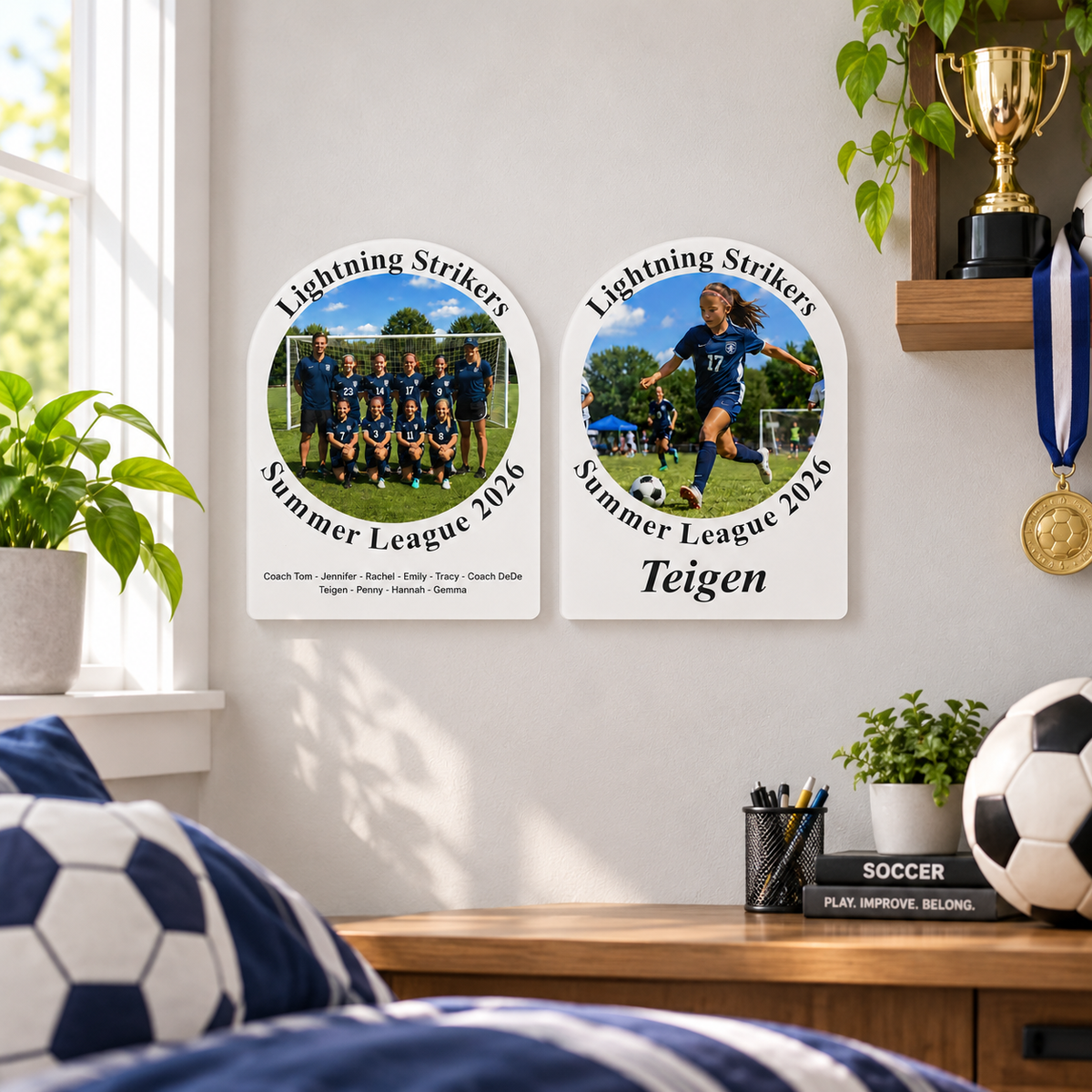 Personalized Sports Wall Display, Custom Team Photo Wall Art