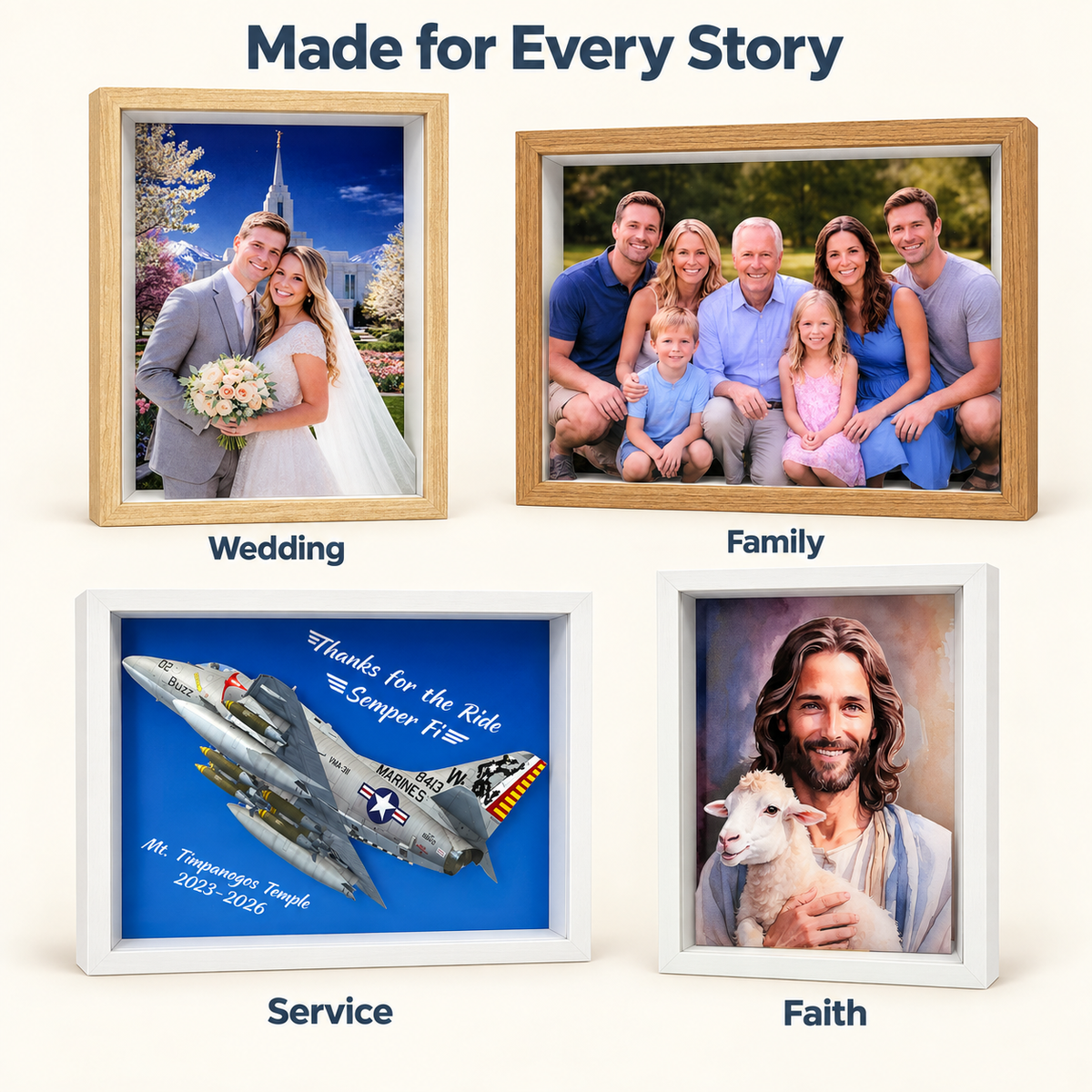 Custom Shadow Box Photo Frame, Personalized Keepsake Display