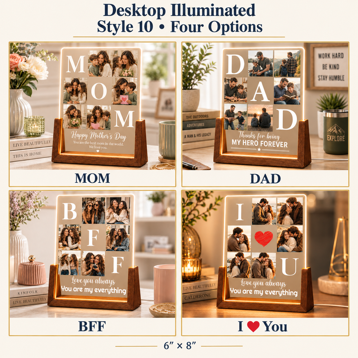 Custom Illuminated Desktop Photo Print, LED Light-Up Gift
