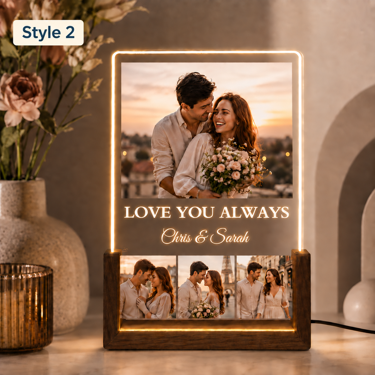 Custom Illuminated Desktop Photo Print, LED Light-Up Gift