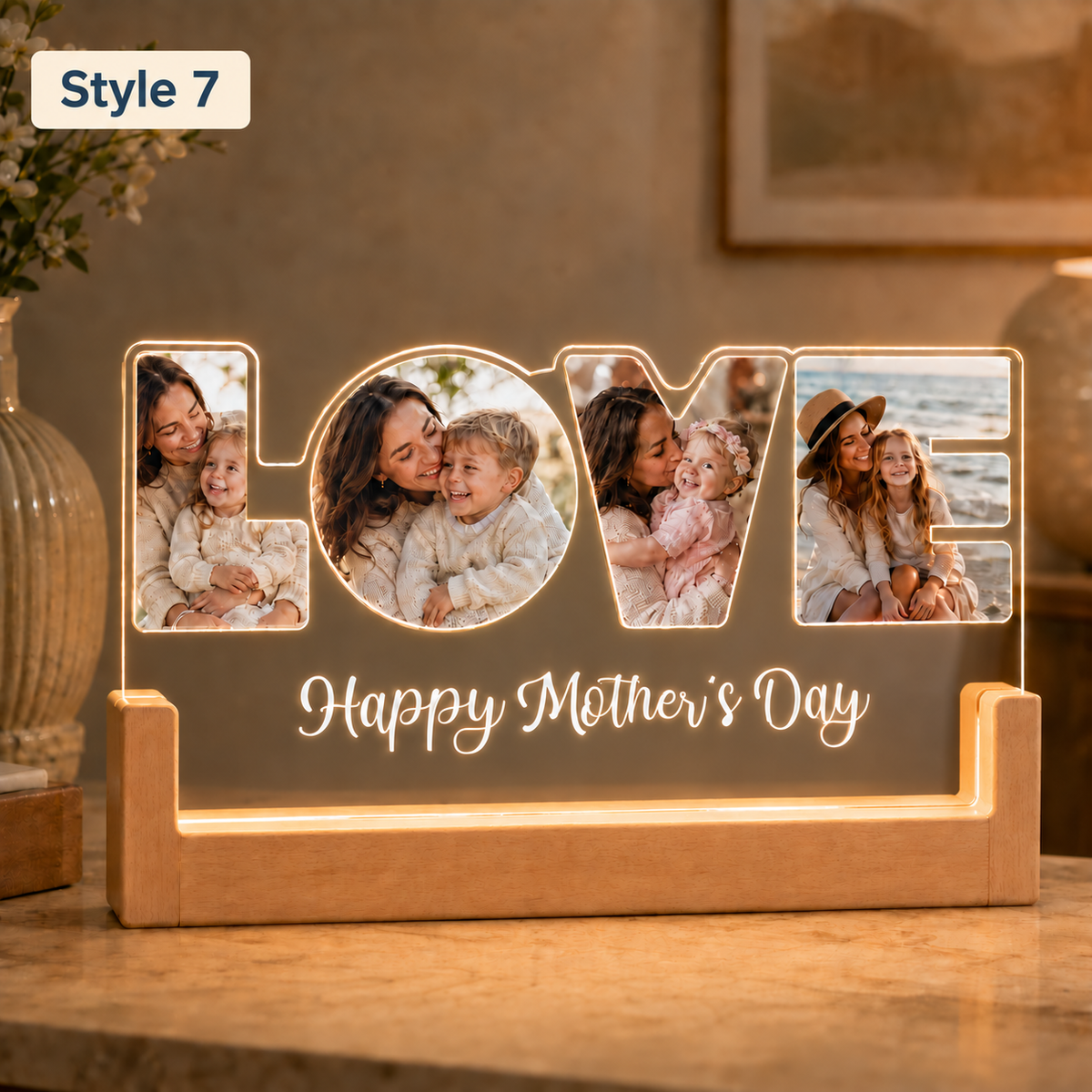 Custom Illuminated Desktop Photo Print, LED Light-Up Gift