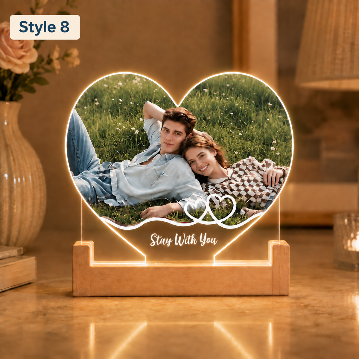 Custom Illuminated Desktop Photo Print, LED Light-Up Gift