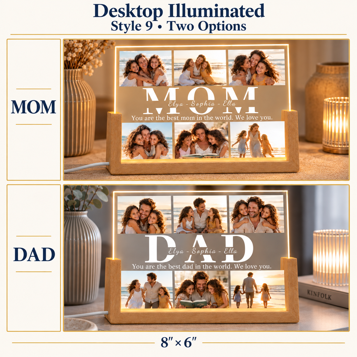 Custom Illuminated Desktop Photo Print, LED Light-Up Gift