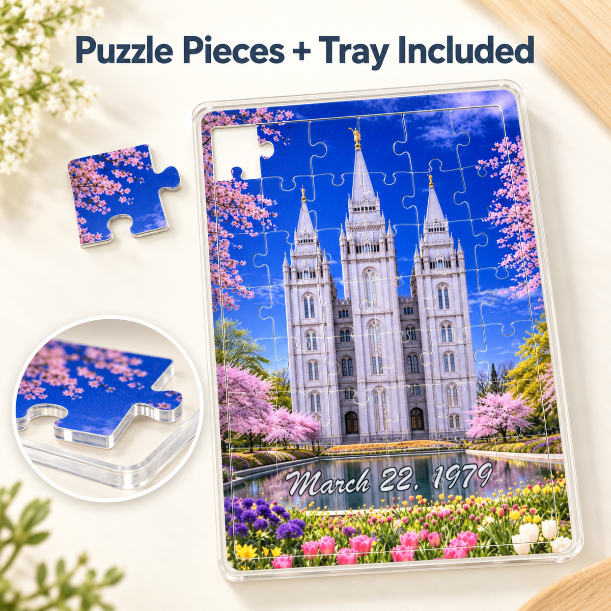 Custom LDS Temple Acrylic Puzzle, Personalized Temple Gift