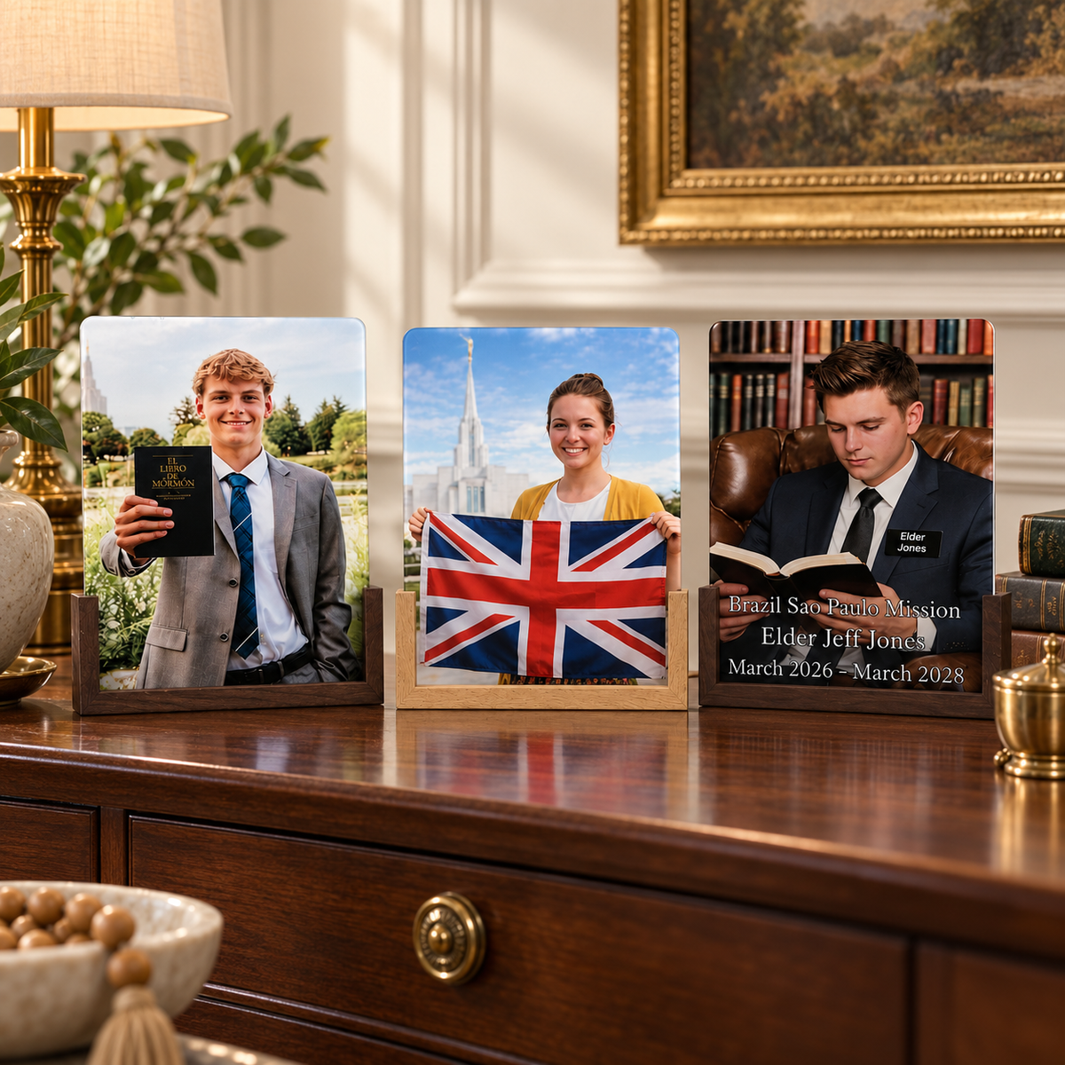 LDS Missionary Illuminated Desktop Print, Light-Up Missionary Gift