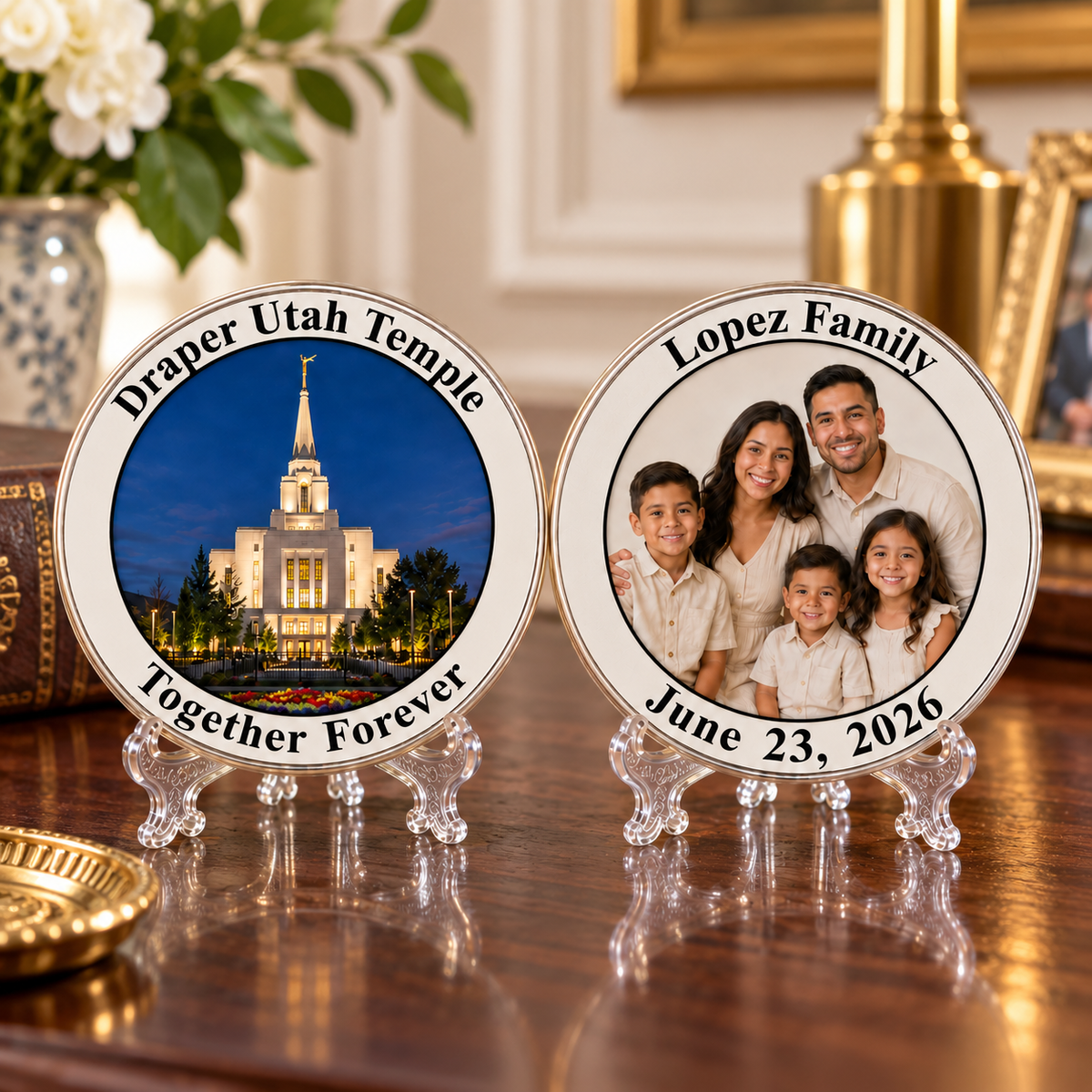 Personalized LDS Temple Coin, Custom Temple Keepsake
