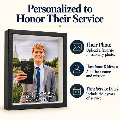 Custom LDS Missionary Shadow Box, Mission Memory Display